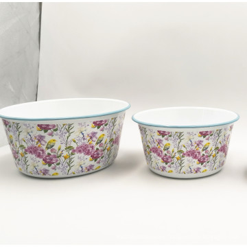 Enamel Mixing Bowl  Cereal Bowl Popcorn Bowl Set With Full Decal